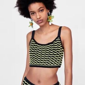 Zara Black and Yellow Knit Top